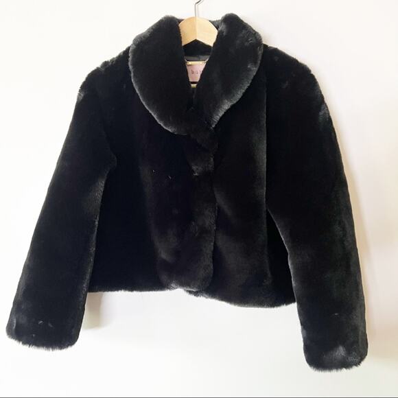 Bubish Cropped Faux Fur Jacket Black Size Large - Picture 3 of 10
